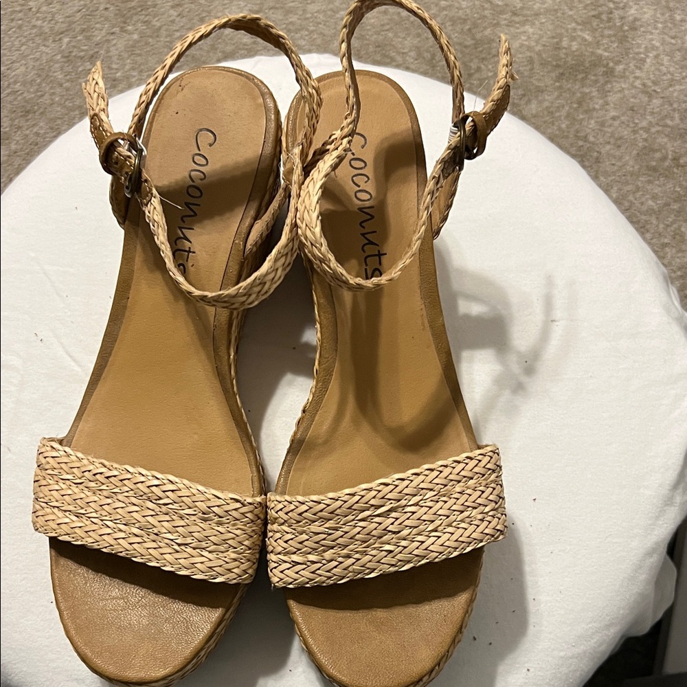 Coconuts by Matisse Tan Woven Strap Slingback Sandals